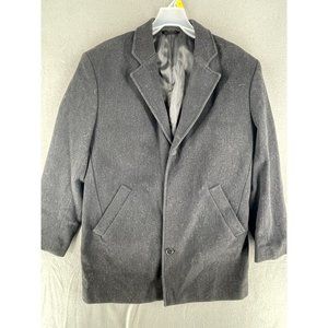 Murano Collezione Short Trench Over Coat Mens Medium Wool Single Breast Black